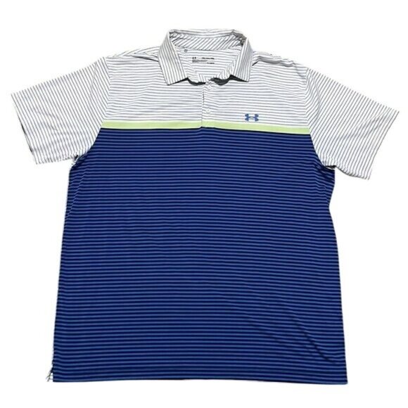 Under Armour Other - Under Armour Mens Polo White with Blue Size: 2XL, Stripe